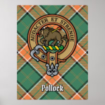 Clan Pollock Crest over Tartan Poster