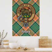 Clan Pollock Crest over Tartan Poster (Kitchen)