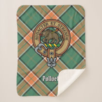 Clan Pollock Crest over Tartan Sherpa Blanket