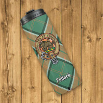 Clan Pollock Crest over Tartan Thermal Tumbler