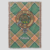 Clan Pollock Crest over Tartan Throw Blanket