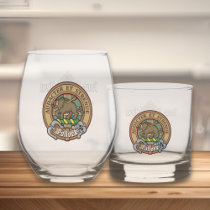 Clan Pollock Crest over Tartan Whiskey Glass