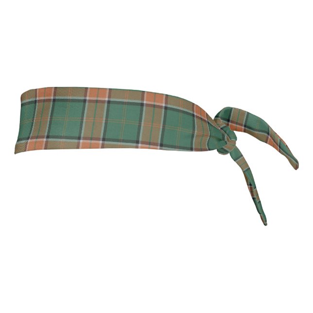 Clan Pollock Scottish Accents Orange Green Tartan Tie Headband (Rotate 90)