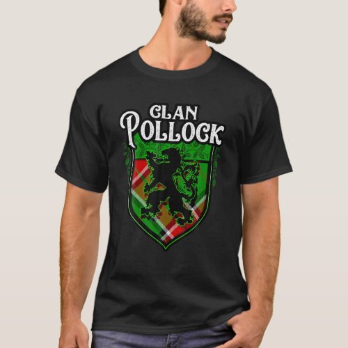 Clan Pollock Surname Scottish Tartan Lion Rampant T_Shirt