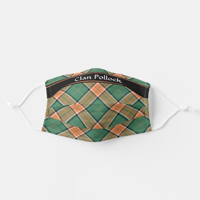 Clan Pollock Tartan Adult Cloth Face Mask (Front, Unfolded)