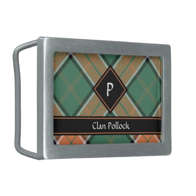 Clan Pollock Tartan Belt Buckle (Front Left)