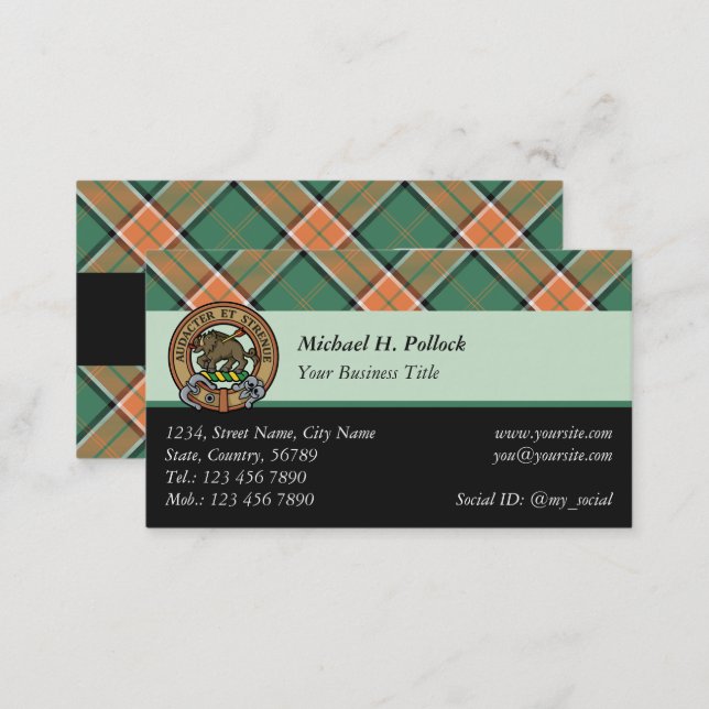 Clan Pollock Tartan Business Card (Front/Back)