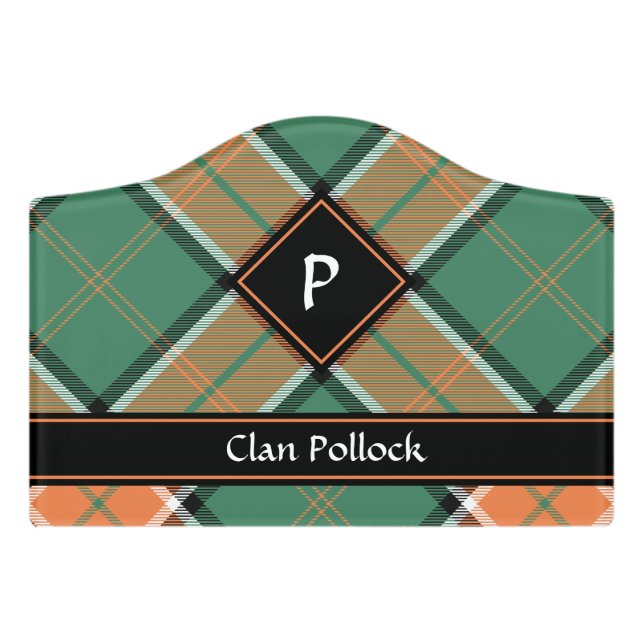 Clan Pollock Tartan Door Sign (Small Crest Front)
