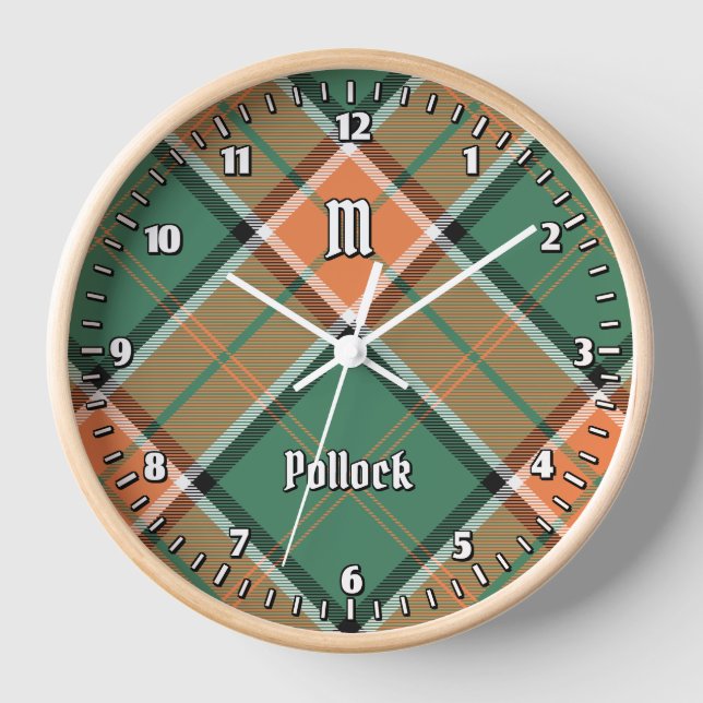 Clan Pollock Tartan Large Clock (Front)