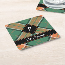 Clan Pollock Tartan Square Paper Coaster