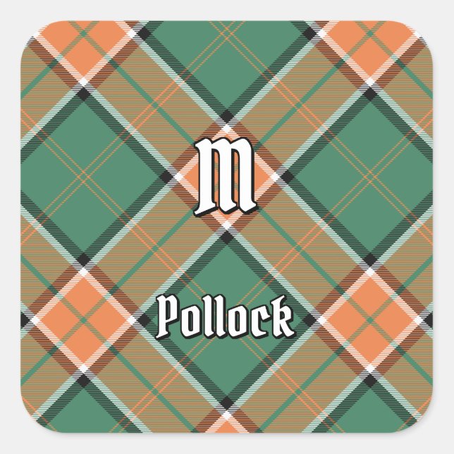 Clan Pollock Tartan Square Sticker (Front)