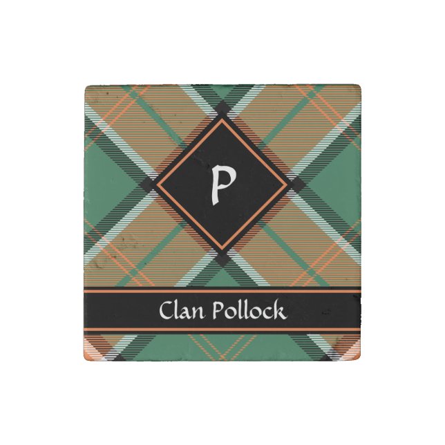Clan Pollock Tartan Stone Magnet (Front)