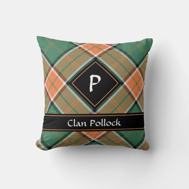 Clan Pollock Tartan Throw Pillow (Front)