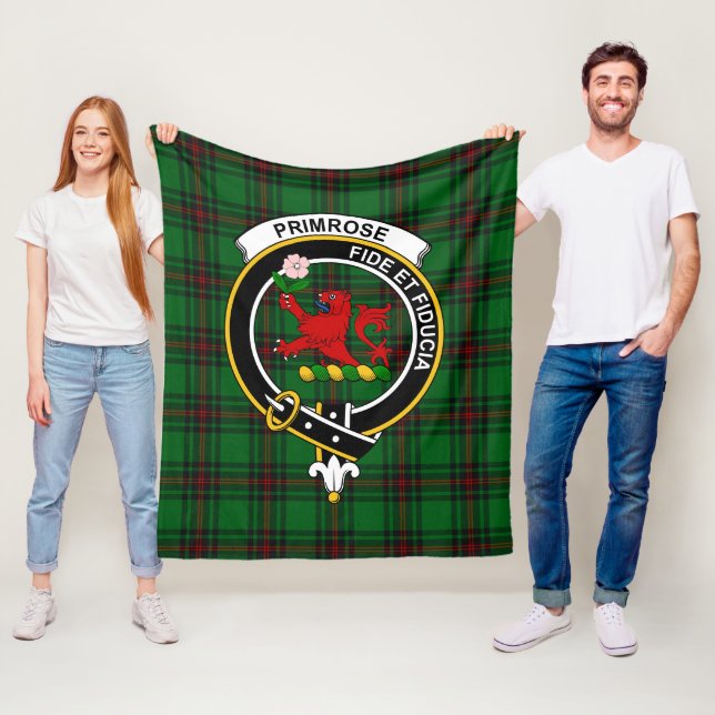 Clan Primrose Tartan Plaid Fleece Blanket (In Situ)