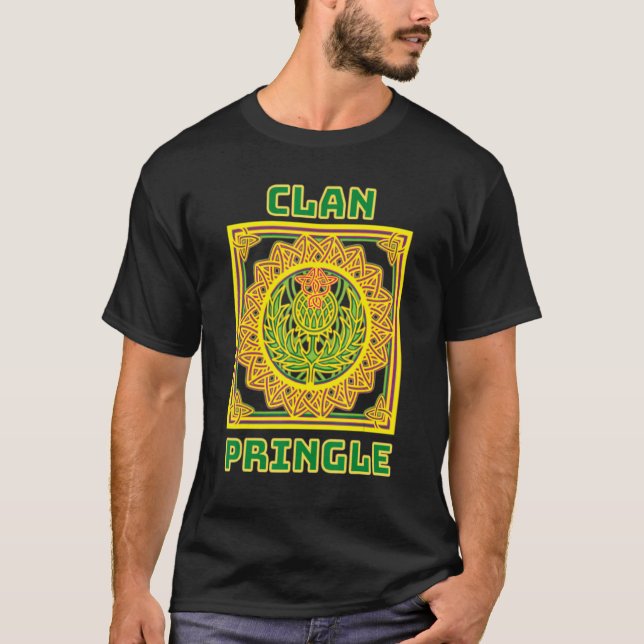 Clan Pringle Scottish Celtic Thistle T-Shirt (Front)