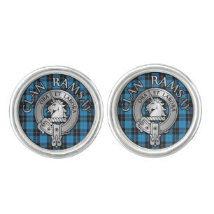 Clan Ramsay Crest & Hunting Tartan Knot Cufflinks