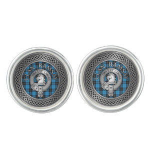 Clan Ramsay Crest & Hunting Tartan Knot Cufflinks