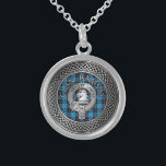 Clan Ramsay Crest & Hunting Tartan Knot Sterling Silver Necklace<br><div class="desc">Clan Ramsay Crest & Hunting Tartan Knot</div>