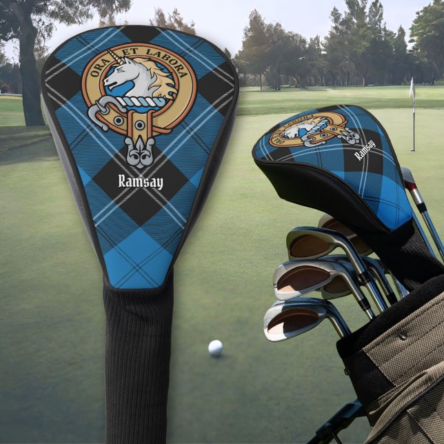 Clan Ramsay Crest over Blue Hunting Tartan Golf Head Cover (Creator Uploaded)