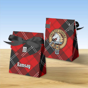 Clan Ramsay Crest over Red Tartan Favor Boxes
