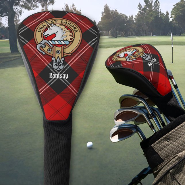 Clan Ramsay Crest over Red Tartan Golf Head Cover (Creator Uploaded)