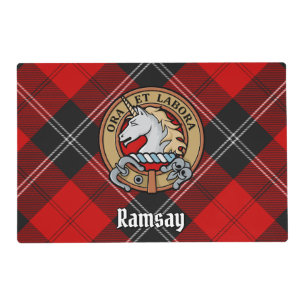 Clan Ramsay Crest over Red Tartan Placemat