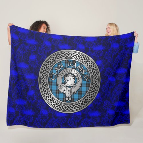 Clan Ramsay Crest  Tartan Knot Fleece Blanket