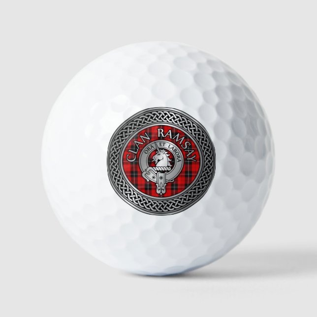 Clan Ramsay Crest & Tartan Knot Golf Balls (Front)
