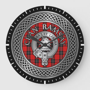 Clan Ramsay Crest & Tartan Knot Large Clock