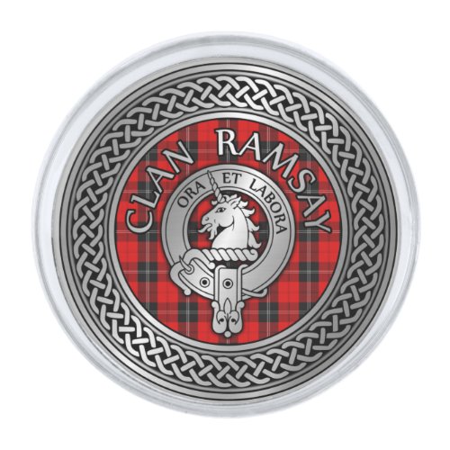 Clan Ramsay Crest  Tartan Knot Silver Finish Lapel Pin