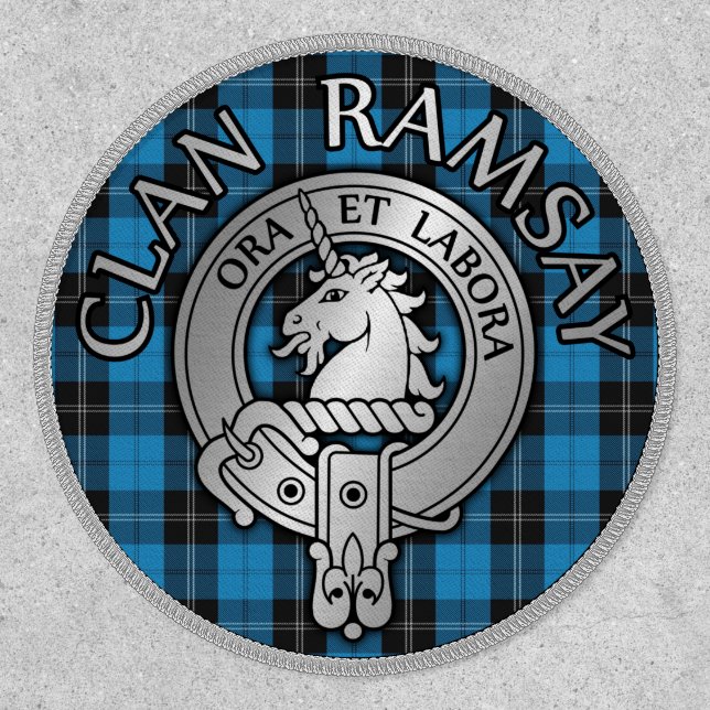 Clan Ramsay Hunting Crest & Tartan Shield Patch (Front)