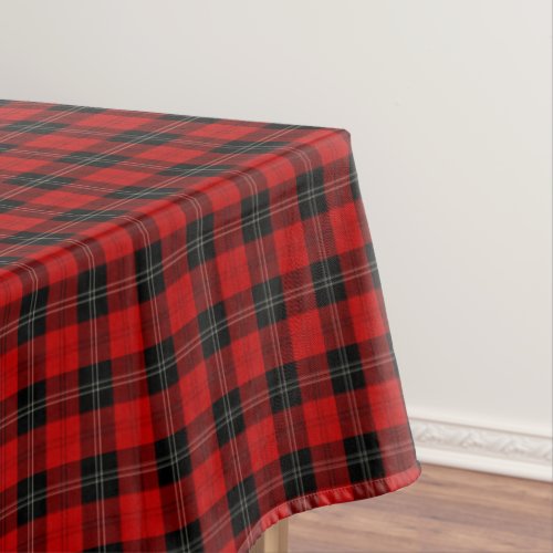 Clan Ramsay Red Black and White Scottish Tartan Tablecloth