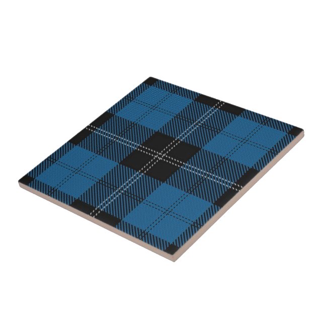Clan Ramsay Scottish Expressions Blue Black Tartan Tile (Side)