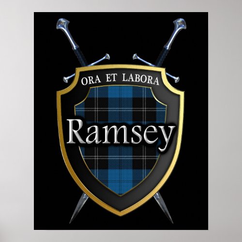 Clan Ramsey Ramsay Tartan Scottish Shield  Swords Poster