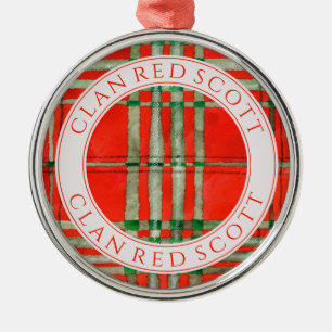 CLAN RED SCOTT Premium Round Ornament + Text