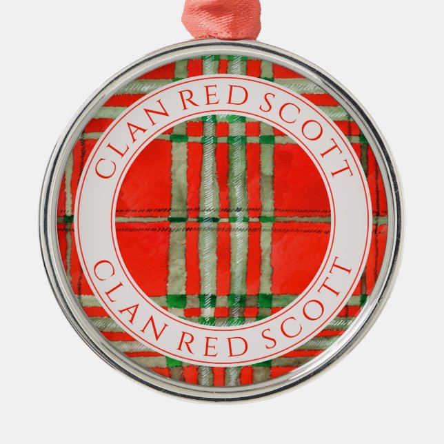 CLAN RED SCOTT Premium Round Ornament + Text (Front)