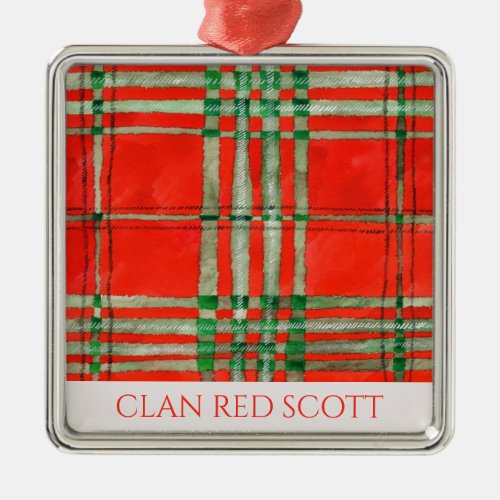 CLAN RED SCOTT Premium Square Ornament 