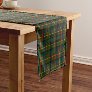 Clan Reid Bright Green and Red Scottish Tartan Short Table Runner