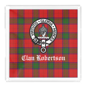 Clan Robertson Crest Badge & Tartan Acrylic Tray