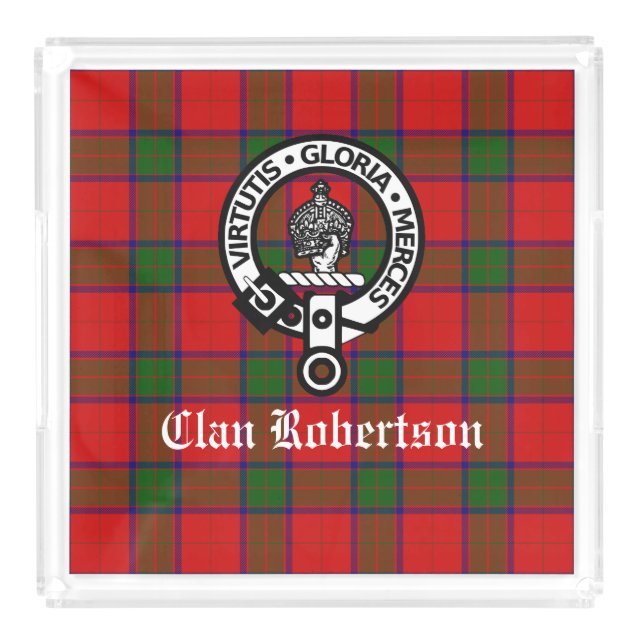 Clan Robertson Crest Badge & Tartan Acrylic Tray (Front)