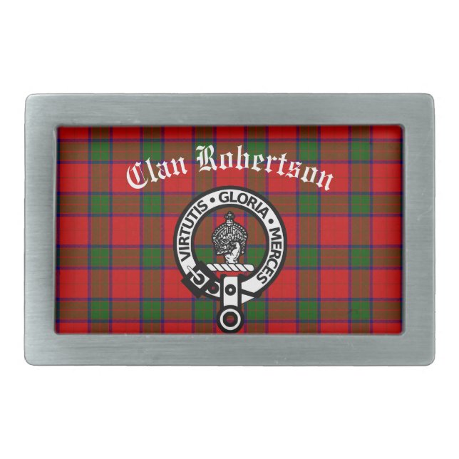 Clan Robertson Crest Badge & Tartan Belt Buckle (Front)
