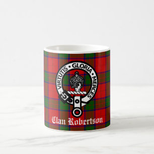Clan Robertson Crest Badge & Tartan Coffee Mug