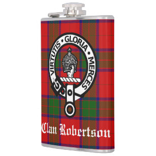 Clan Robertson Crest Badge & Tartan Flask
