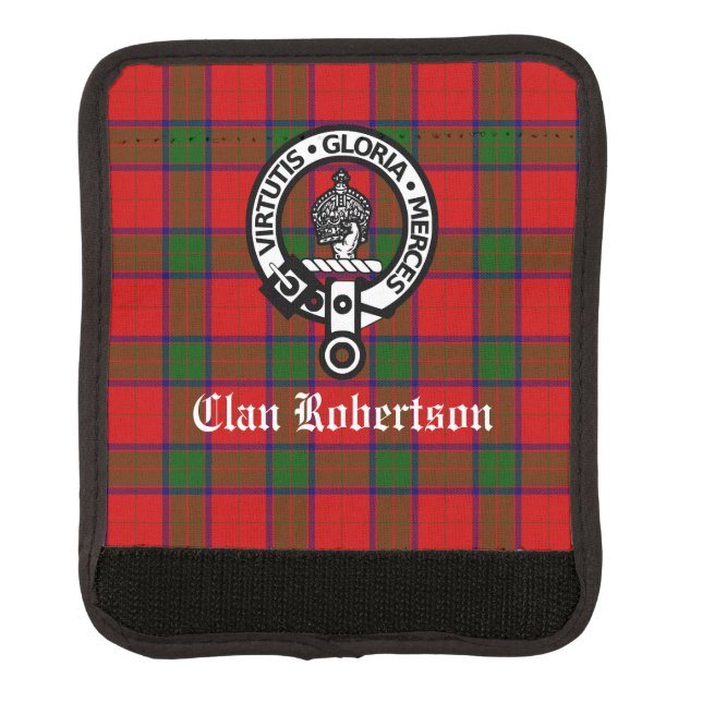 Clan Robertson Crest Badge & Tartan Luggage Handle Wrap (Front)