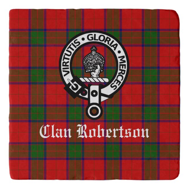 Clan Robertson Crest Badge & Tartan Trivet (Front)