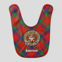 Clan Robertson Crest over Tartan Baby Bib