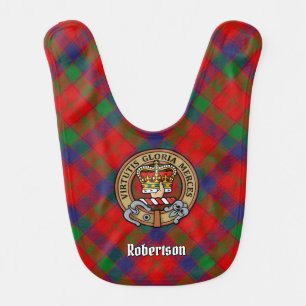 Clan Robertson Crest over Tartan Baby Bib