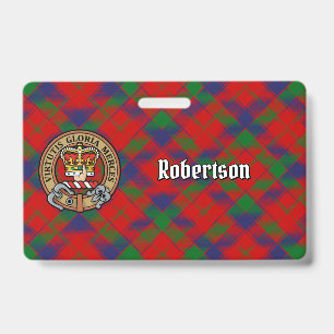 Clan Robertson Crest over Tartan Badge