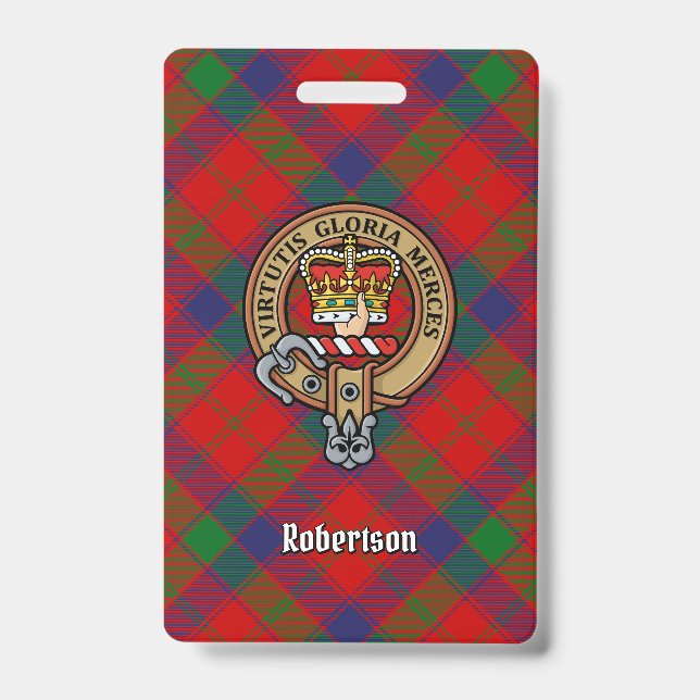 Clan Robertson Crest over Tartan Badge (Front)