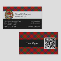Clan Robertson Crest over Tartan Business Card